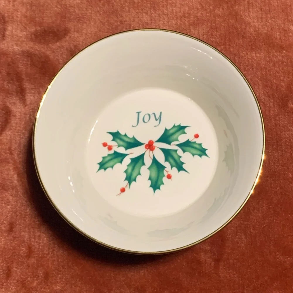 NEW LENOX Ceramic Candy Dish Bowl Ramekin CHRISTMAS HOLIDAY JOY